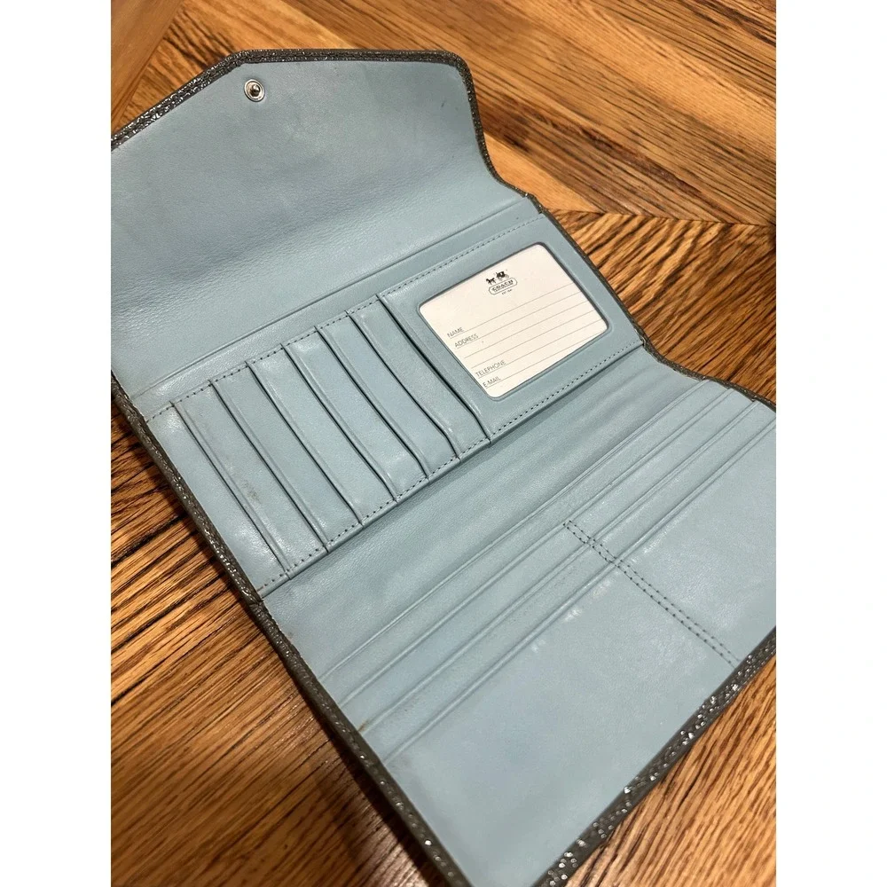 Coach Madison Op Art Signature Jacquard Wallet Gray Checkbook